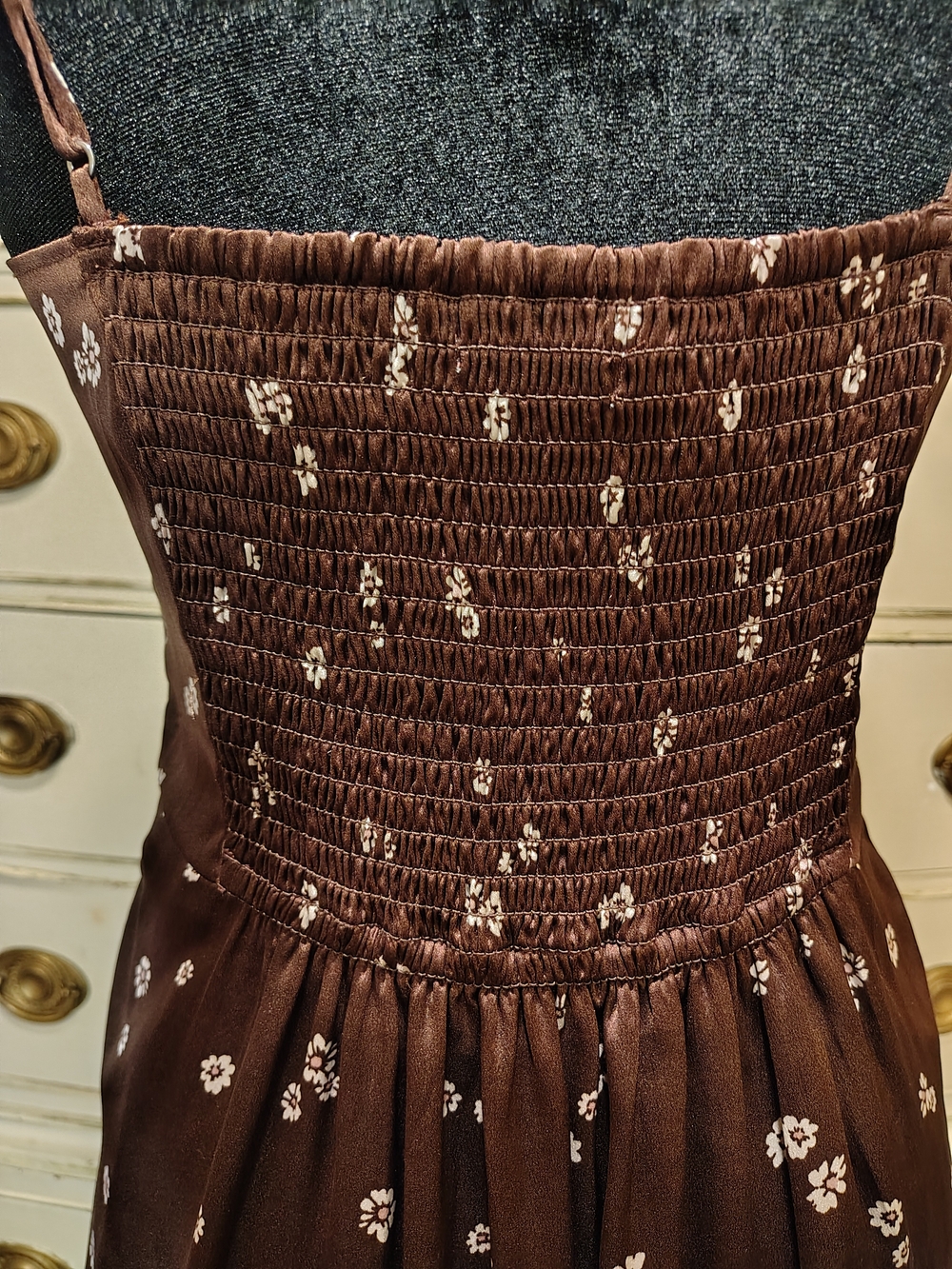 Abercrombie & Fitch Brown Floral Silky Lined Midi Slip Dress - Picture 7 of 14